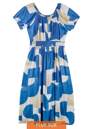 Outlet - Vestido Ciganinha Adulto Plus Size Feminino Azul - OUTLET