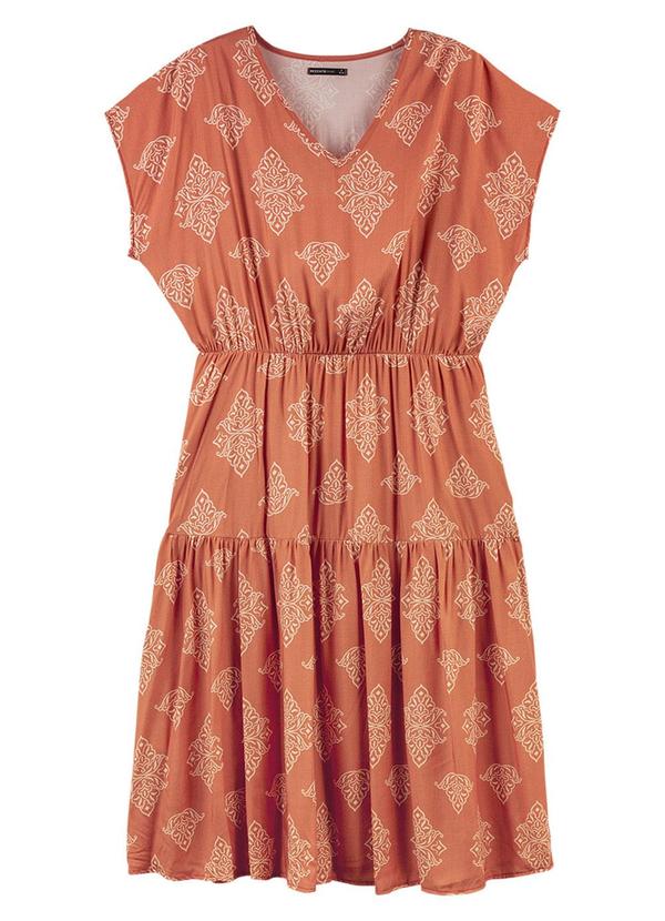 Rezzato - Vestido Estampado Adulto Plus Size Marrom 2