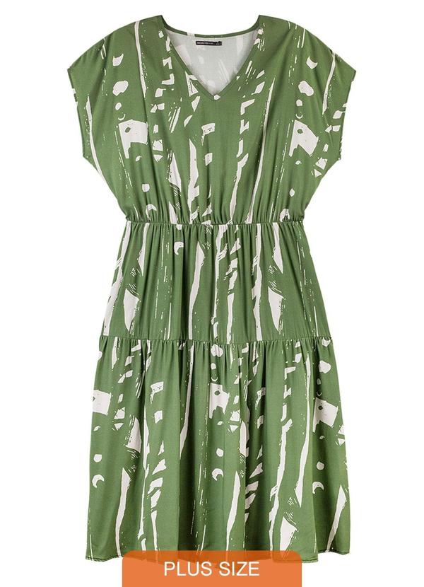 Rezzato - Vestido Estampado Adulto Plus Size Verde