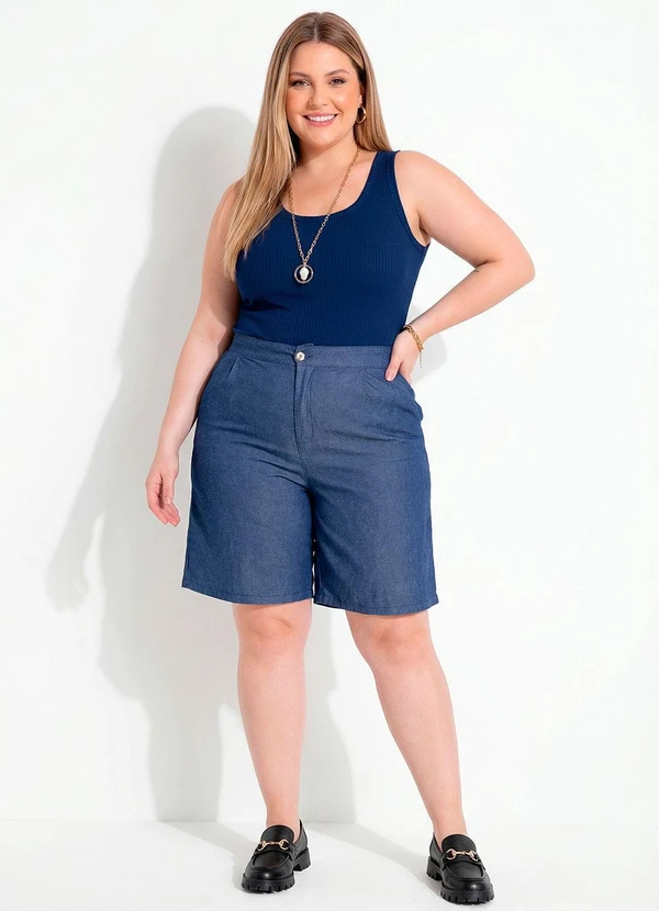 Marguerite - Bermuda Azul em Jeans Leve 4