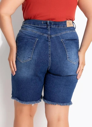 Marguerite - Bermuda Azul Escuro em Jeans com Elastano - MARGUERITE