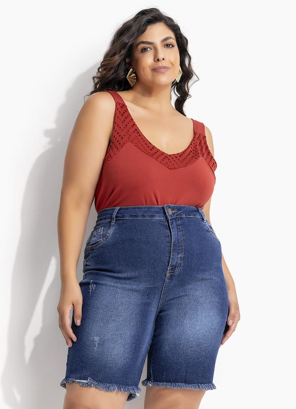 Bermuda (Azul Escuro) em Jeans com Elastano