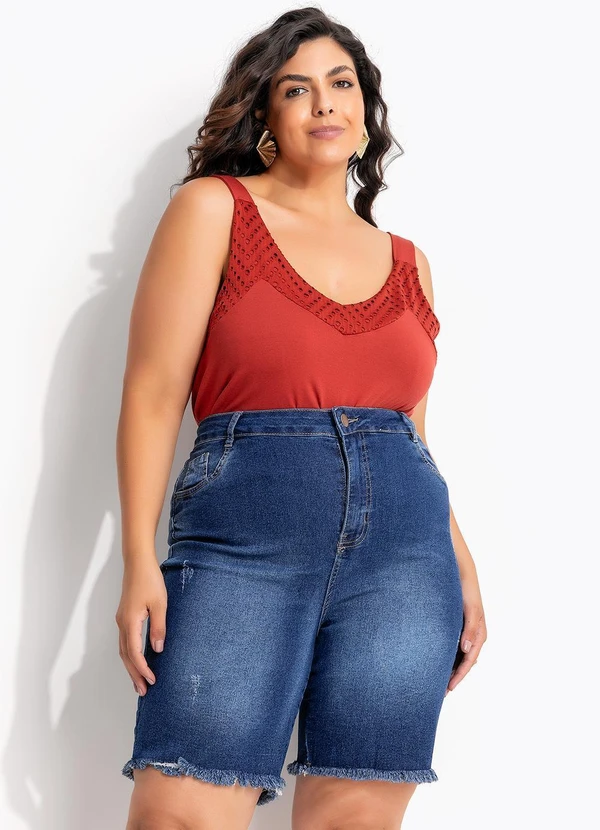 Marguerite - Bermuda Azul Escuro em Jeans com Elastano 4