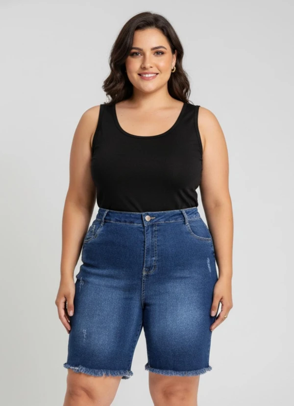 Marguerite - Bermuda Azul Escuro em Jeans com Elastano 5