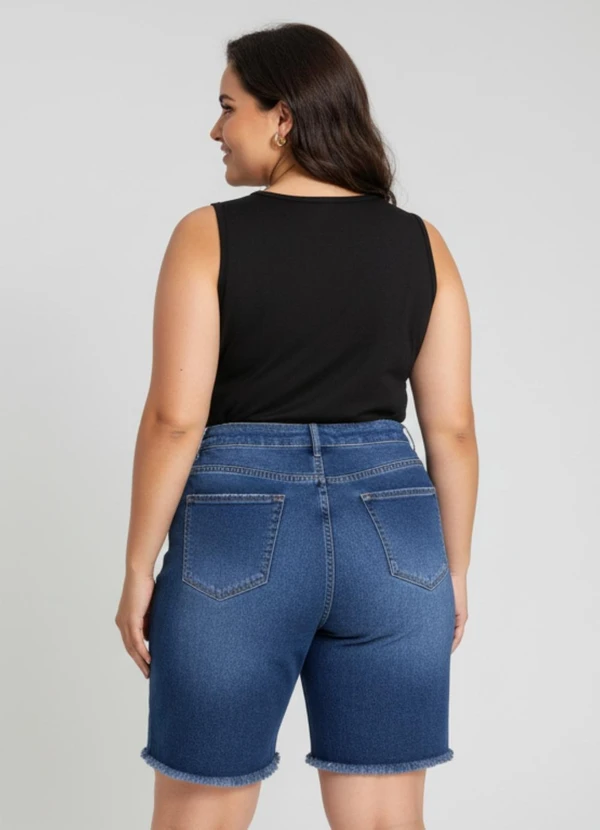 Marguerite - Bermuda Azul Escuro em Jeans com Elastano 6