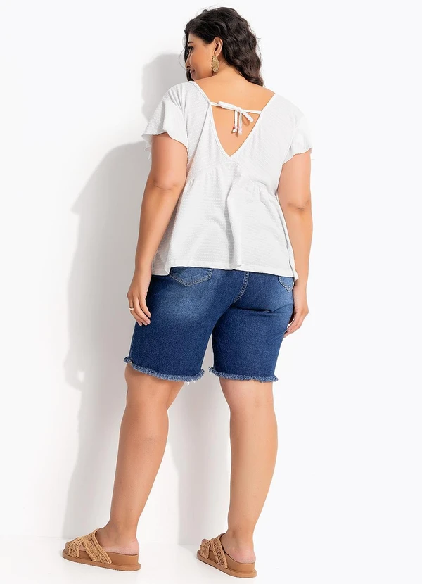 Marguerite - Bermuda Azul Escuro em Jeans com Elastano 8