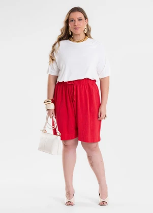 Secret Glam - Bermuda Feminina Linho Strong Bolso Laranja - SECRET GLAM