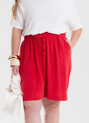 Secret Glam - Bermuda Feminina Linho Strong Bolso Laranja - SECRET GLAM