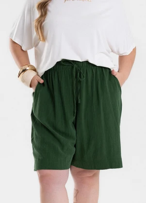 Secret Glam - Bermuda Feminina Linho Strong Bolso Verde - SECRET GLAM