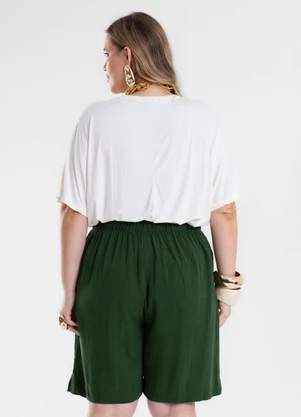 Secret Glam - Bermuda Feminina Linho Strong Bolso Verde - SECRET GLAM