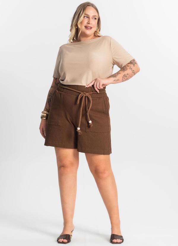 Secret Glam - Bermuda Feminina Moletinho Marrom 2