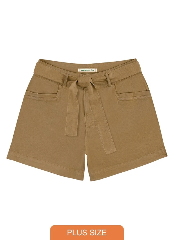 Malwee - Bermuda Feminina Mom em Sarja PlusCáqui 1