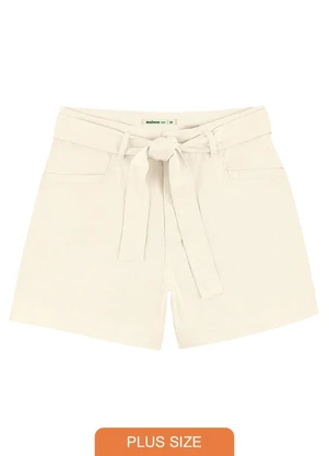 Malwee - Bermuda Feminina Mom em Sarja PlusOff White - MALWEE