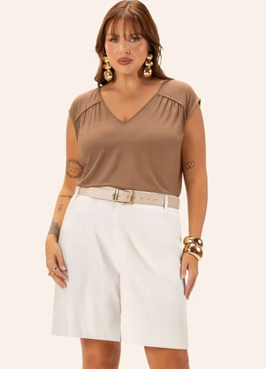 Secret Glam - Bermuda Feminina Plus Bege - SECRET GLAM