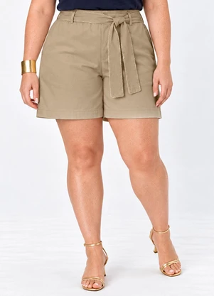 Secret Glam - Bermuda Feminino Plus Bege - SECRET GLAM