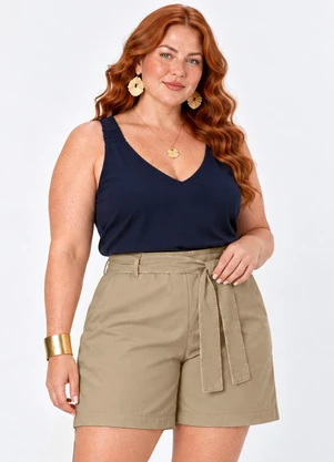 Secret Glam - Bermuda Feminino Plus Bege - SECRET GLAM