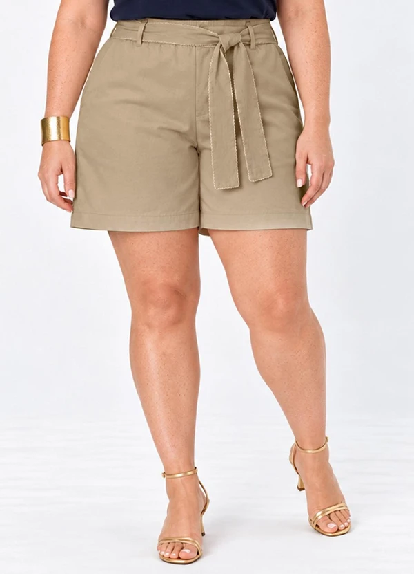 Secret Glam - Bermuda Feminino Plus Bege