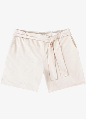 Secret Glam - Bermuda Feminino Plus em Moletinho e Linho Bege - SECRET GLAM