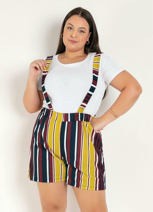 Jardineira (Listrada Marinho) com Alas Plus Size