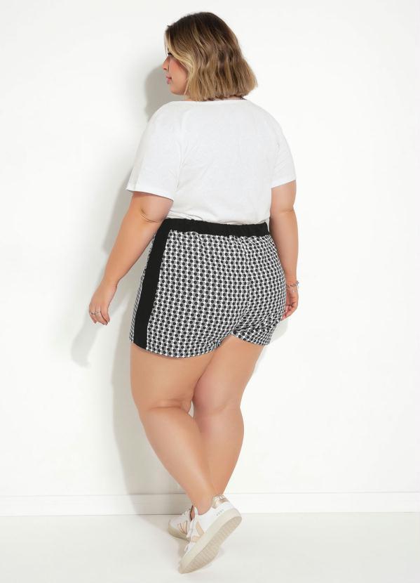 Marguerite - Short Abstrato Branco Amarração Neon Plus Size 1