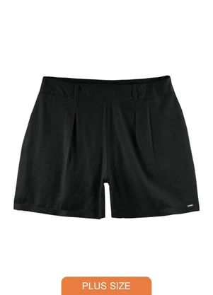 Outlet - Short Alfaiataria Adulto Plus Size Preto - OUTLET