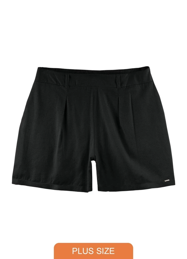 Outlet - Short Alfaiataria Adulto Plus Size Preto