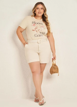 Lisamour - Short Alfaiataria com Cinto Forrado Branco - LISAMOUR