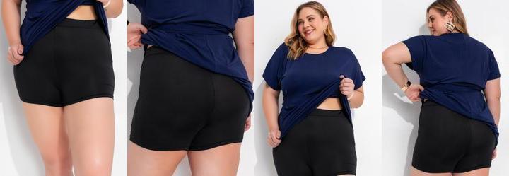 Short Angua Preto em Malha Fria