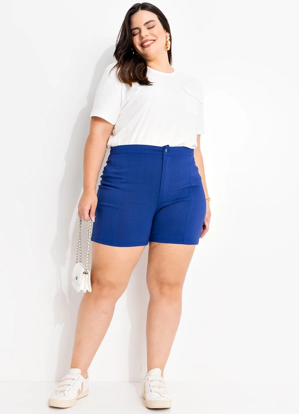 Marguerite - Short Azul em Bengaline 8