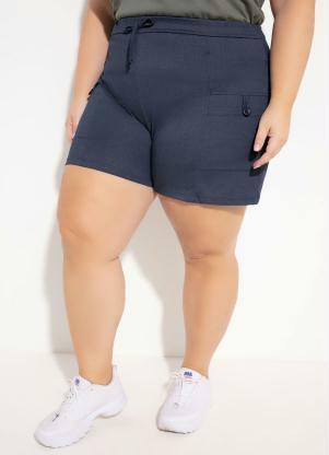 Short (Azul Jeans) Elstico na Cintura Plus Size