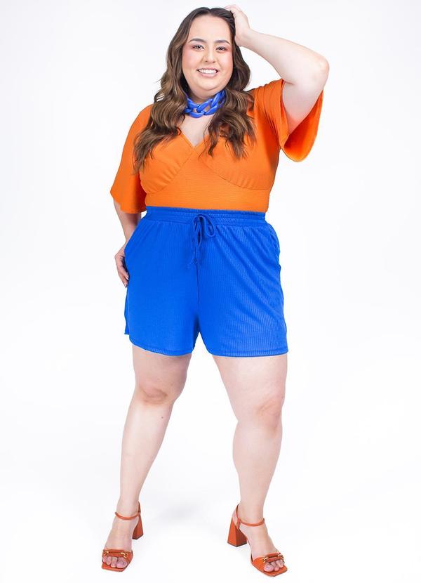 Marguerite - Short Azul Royal em Canelado 7