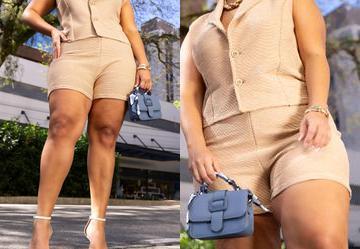 Short Bege em Moletinho Texturizado