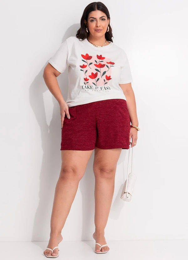 Marguerite - Short Bordô em Malha com Lurex 3