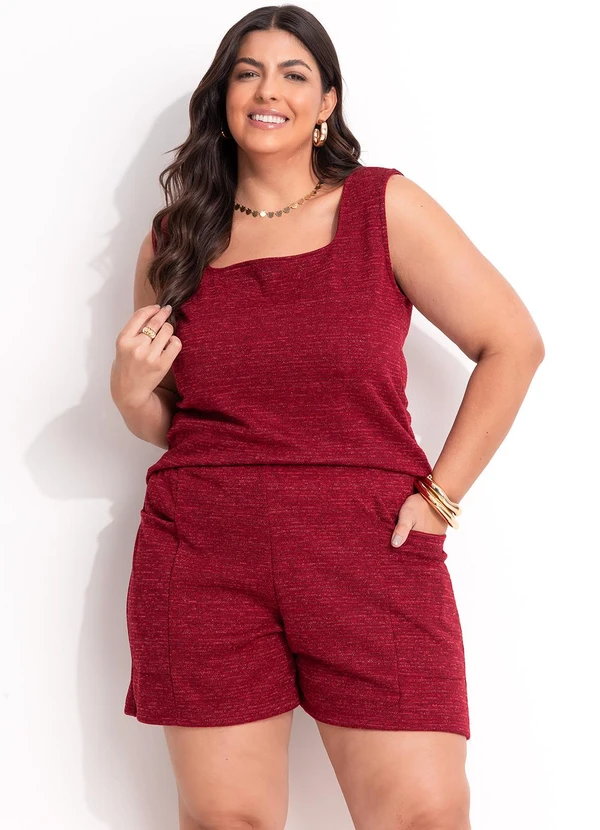 Marguerite - Short Bordô em Malha com Lurex 6