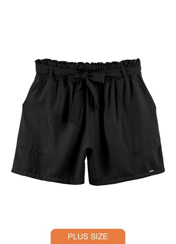 Rezzato - Short Cintura Alta com Laço Plus Size Preto 1