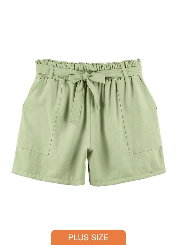Rezzato - Short Cintura Alta com Laço Plus Size Verde 1