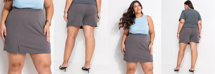 Short Cinza em Malha Crepe