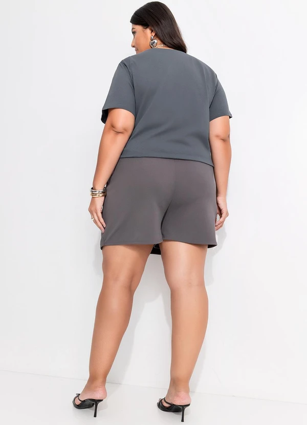 Marguerite - Short Cinza em Malha Crepe 5