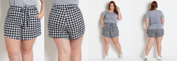 Short com Amarrao Plus Size Pied Poule