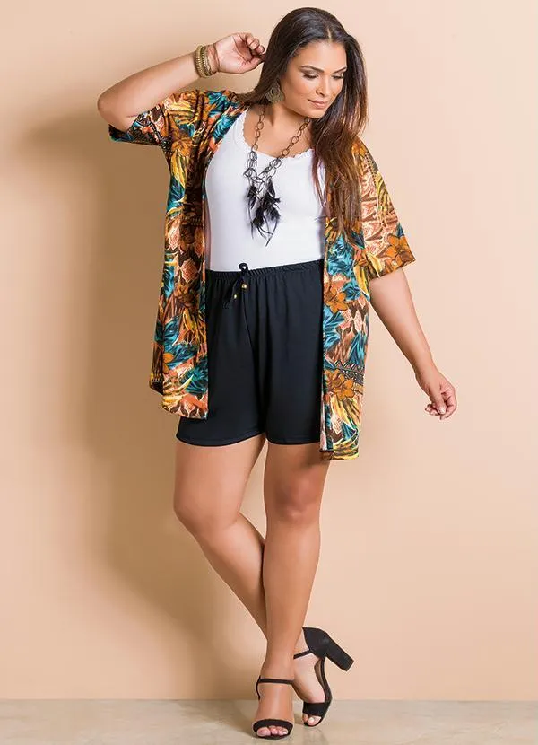 Marguerite - Short com Amarração Preto Plus Size 3
