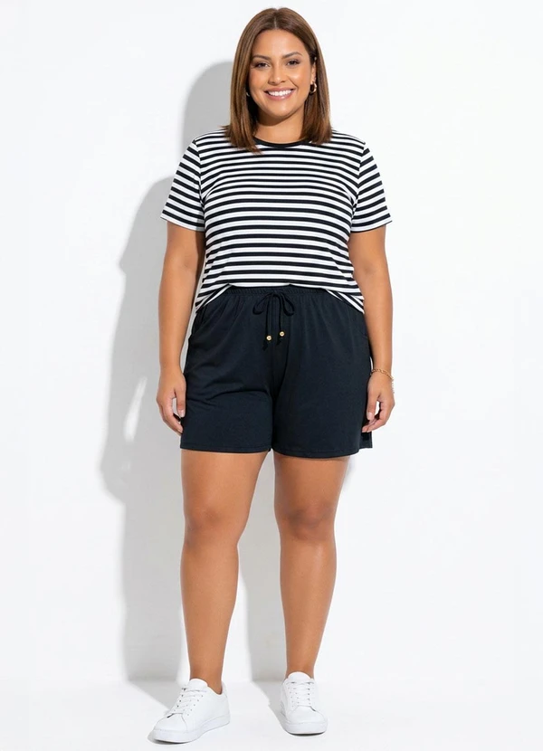 Marguerite - Short com Amarração Preto Plus Size 6