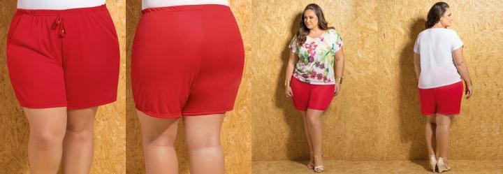 Short com Amarrao Vermelho Plus Size
