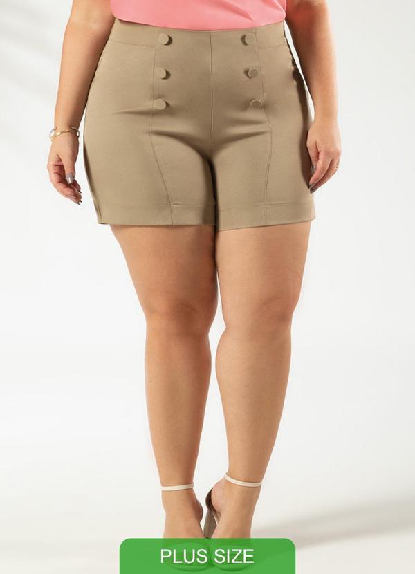 Cativa - Short de Cintura Alta Plus Size Marrom