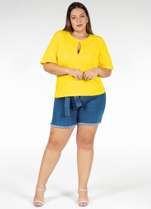 Marguerite - Short Desfiado Jeans com Faixa Plus Size 4