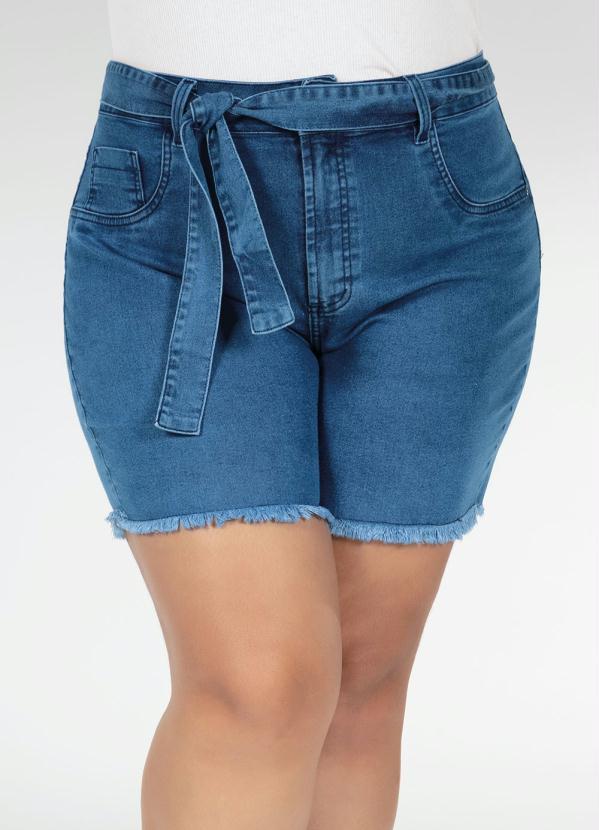 Marguerite - Short Desfiado Jeans com Faixa Plus Size 2