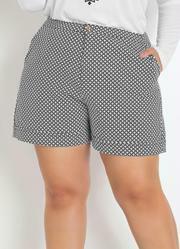 Short Estilo Alfaiataria Xadrez Plus Size