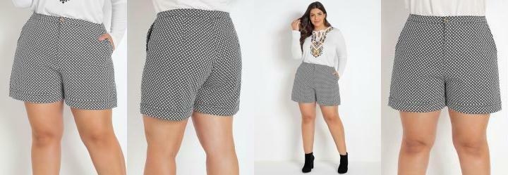 Short Estilo Alfaiataria Xadrez Plus Size