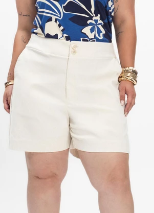 Infinita Cor - Short Feminino Plus Size com Bolsos Bege - INFINITA COR