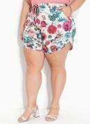SHORT (FLORAL AMARELO) COM BOLSOS PLUS SIZE