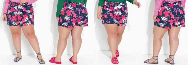 Short Floral com Elstico Plus Size